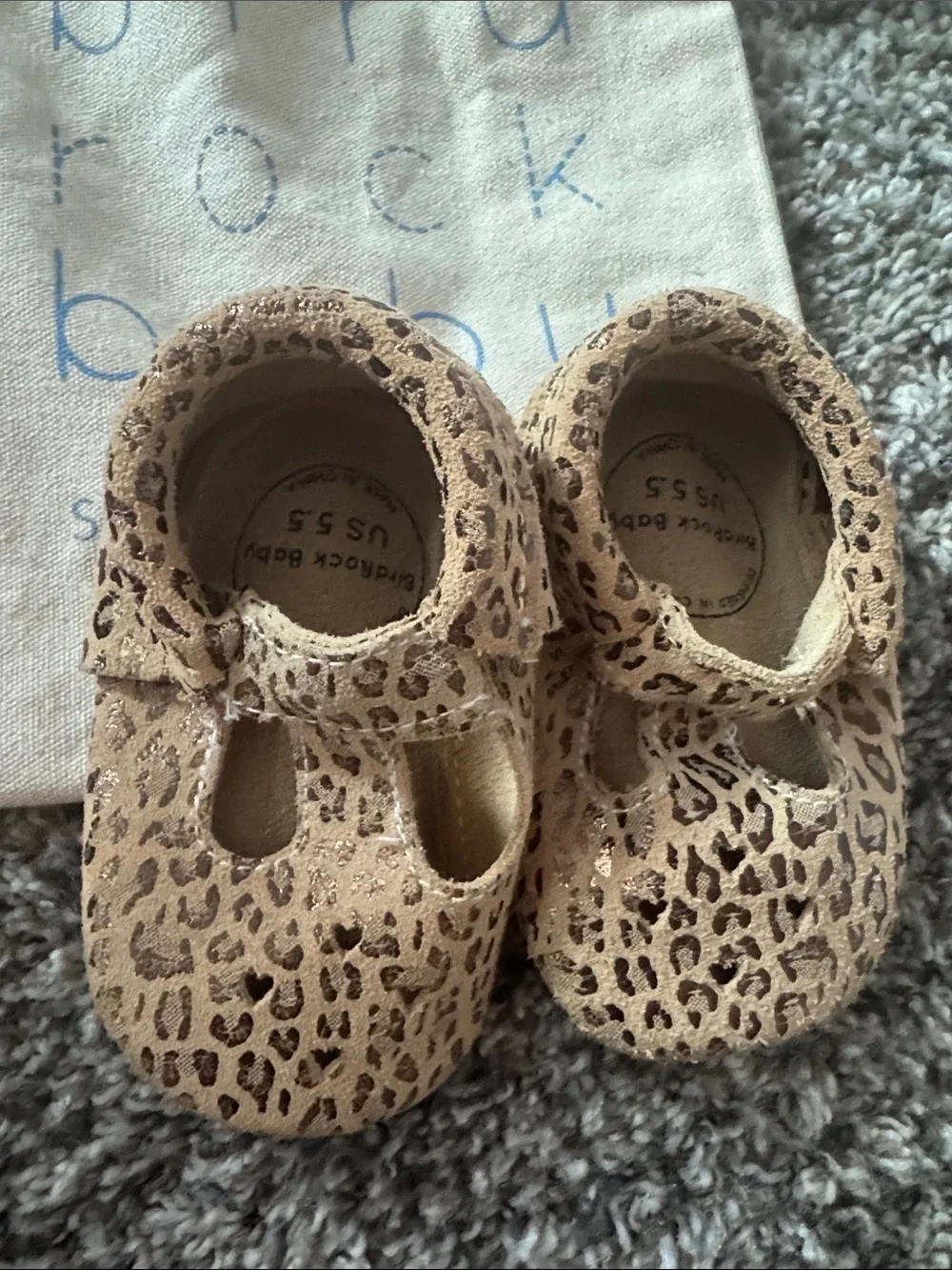 Bird Rock Baby Tan Leopard Print Mary Jane Baby Shoes